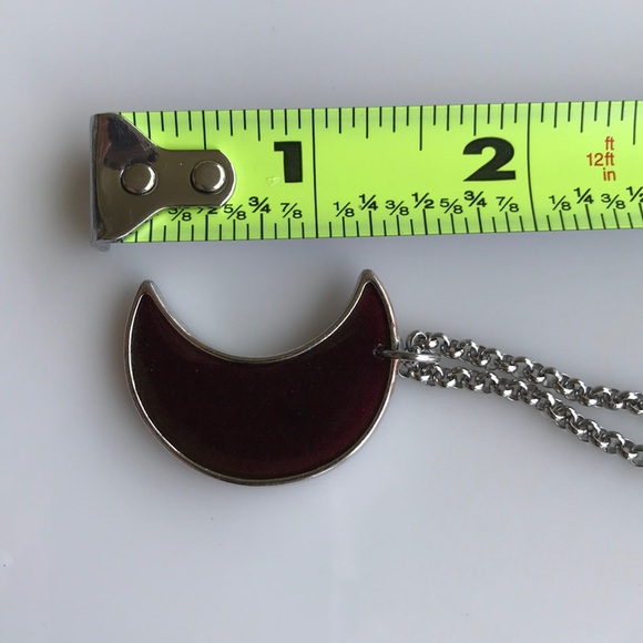 Red epoxy & glitter resin crecent moon necklace - Picture 7 of 10